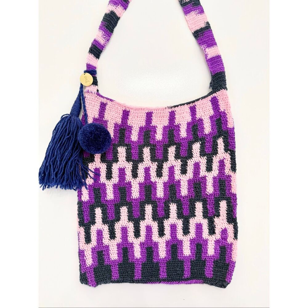 Among Equals Purple Pink Geometric Bilum Tote Bag